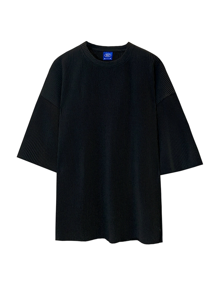 S8 No. 489 Casual Black Pleated T-Shirt