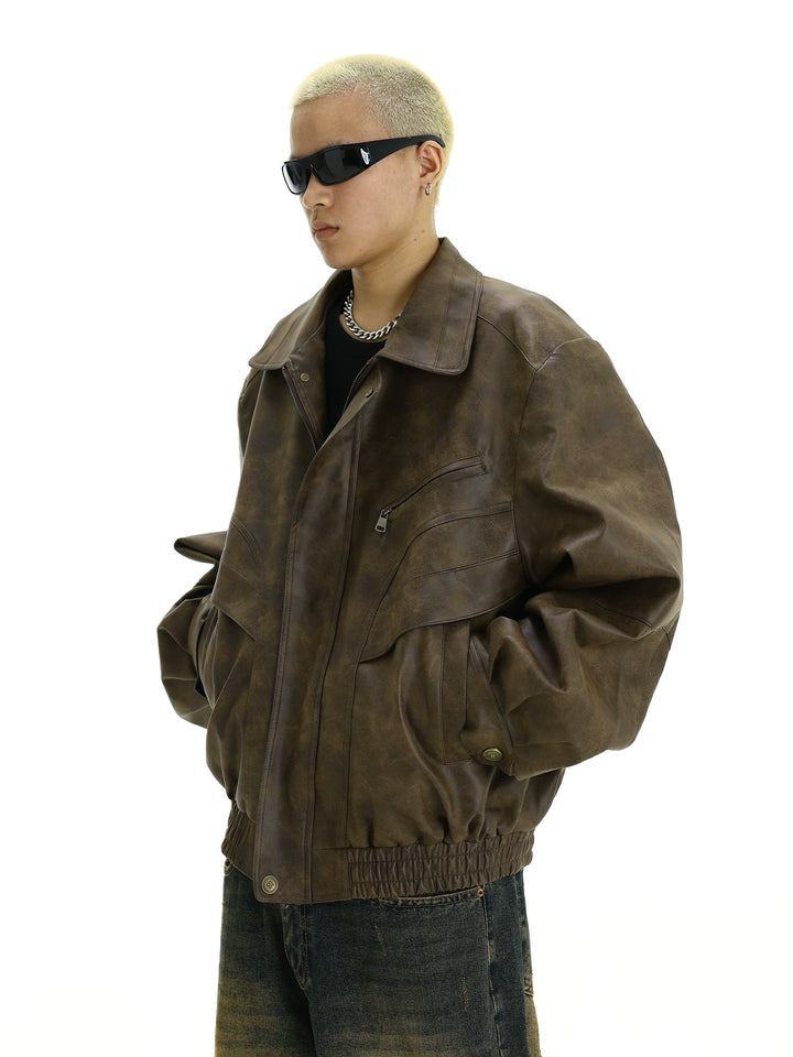 KC No. 501 Distressed Leather Jacket