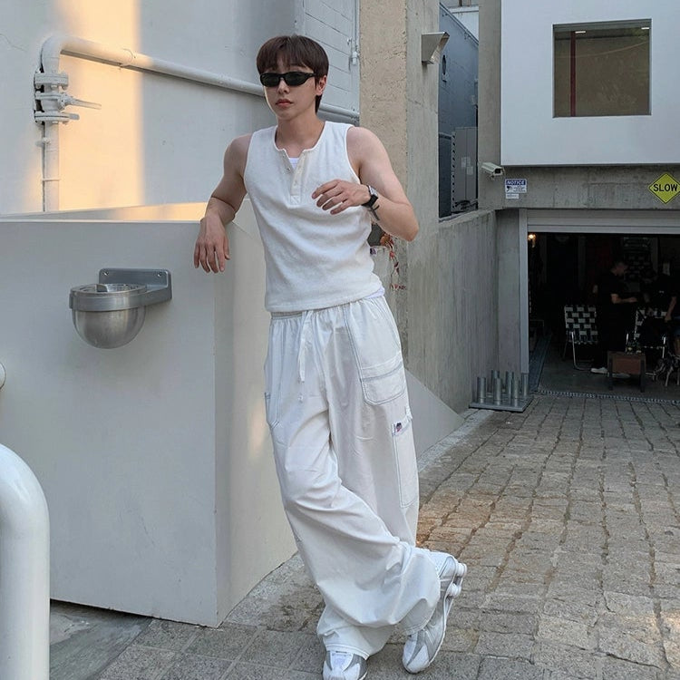 S8 No. 682 Sleeveless Ribbed Henley