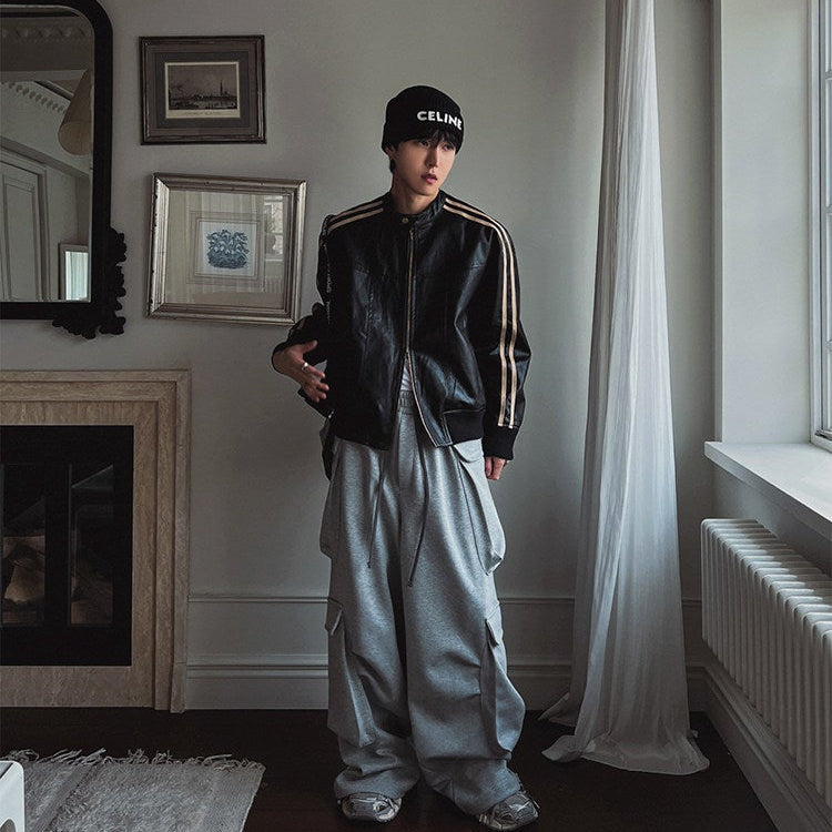 S8 No. 164 Relaxed Faux Leather Racing Jacket