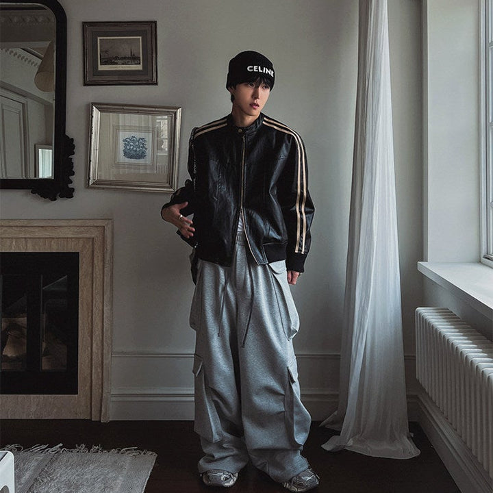 S8 No. 164 Relaxed Faux Leather Racing Jacket