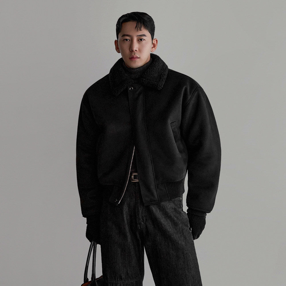 S8 No. 709 Faux Fur Collar Padded Bomber Jacket