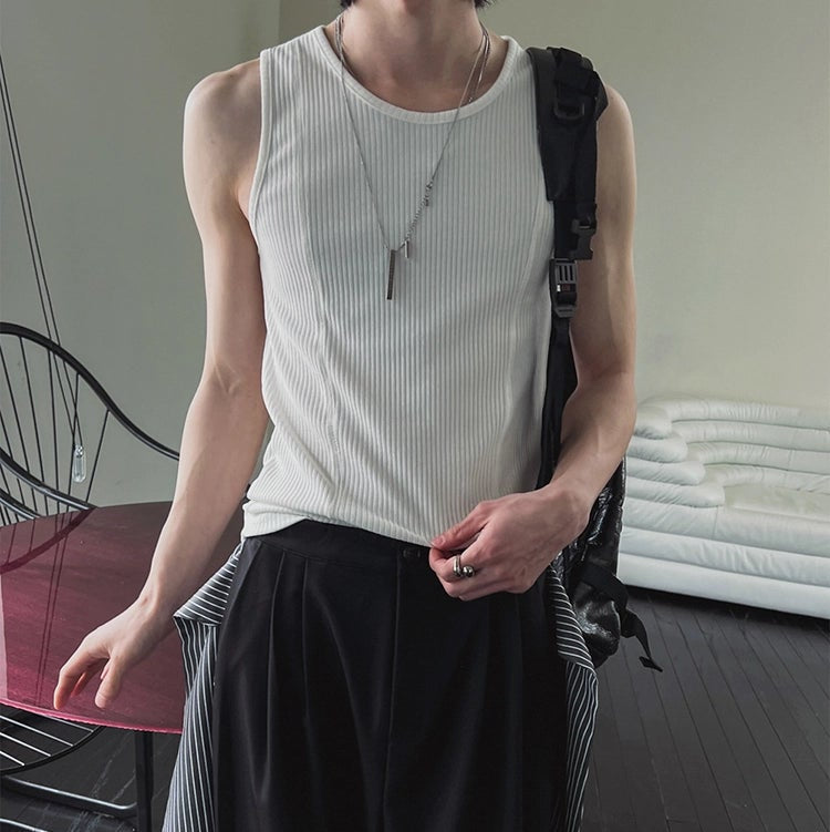 S8 No. 670 White Ribbed Tank Top