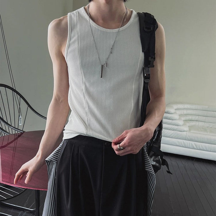 S8 No. 670 White Ribbed Tank Top