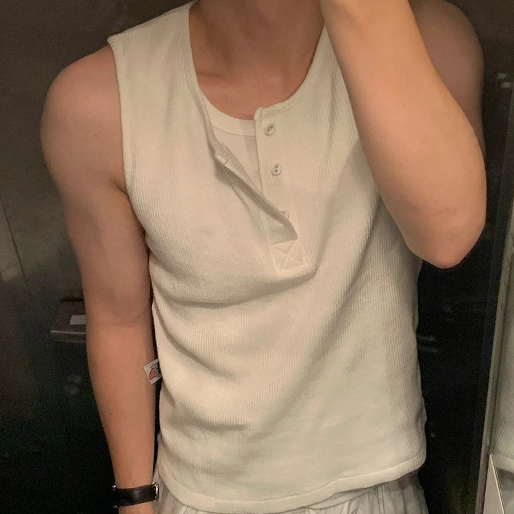 S8 No. 682 Sleeveless Ribbed Henley