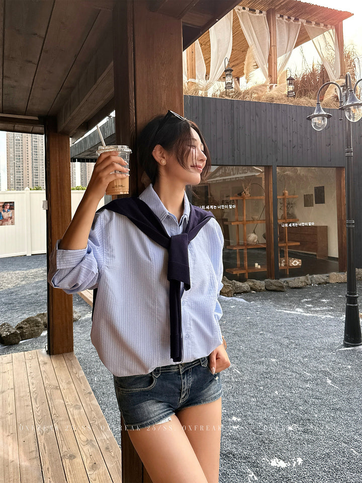 S8 No. 724 Layered Striped Button-Up Shirt by 88Society Apparel