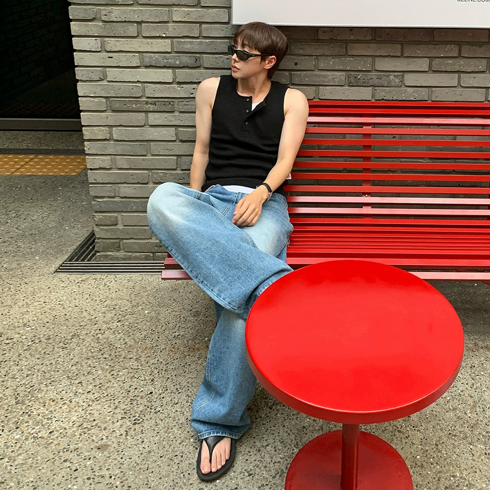 S8 No. 682 Sleeveless Ribbed Henley