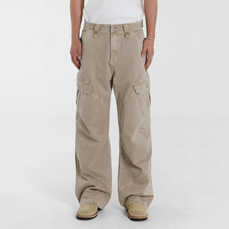S8 No. 668 Wide-Leg Cargo Pants In Beige