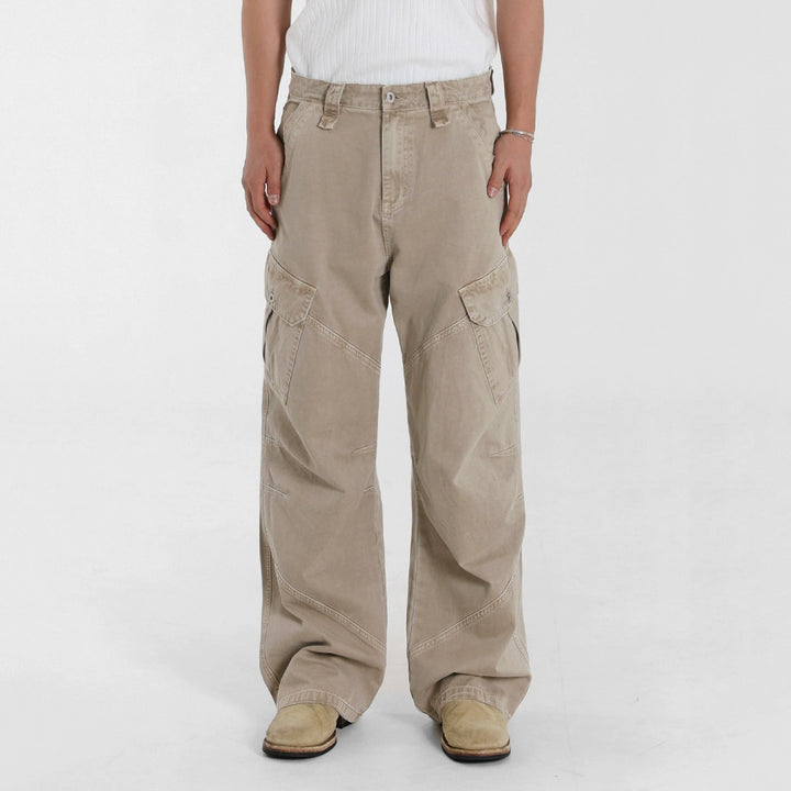 S8 No. 668 Wide-Leg Cargo Pants In Beige