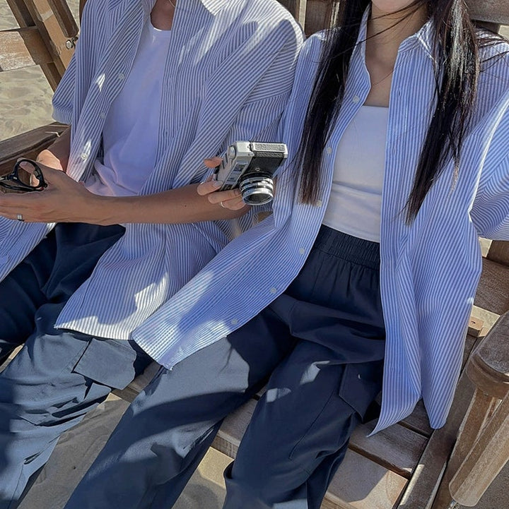 S8 No. 694 Relaxed Fit Striped Button-Up Shirt