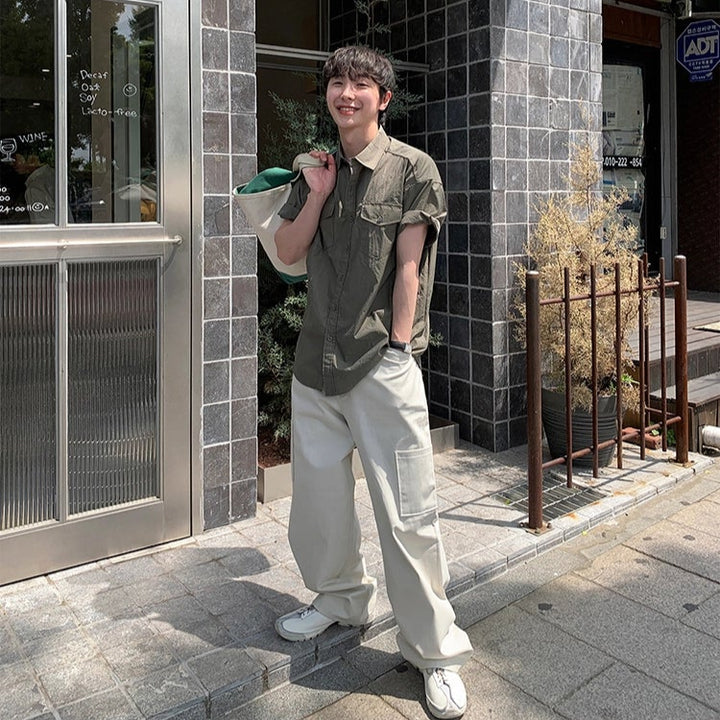 S8 No. 663 Military-Style Roll-Sleeve Shirt