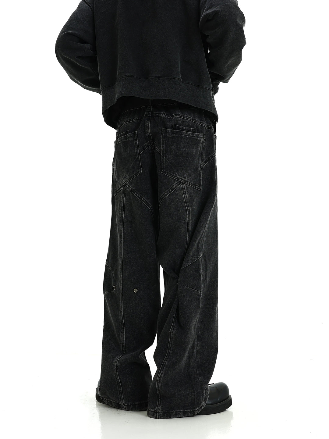 KC No. 542 Straight Washed Cross Design Jeans