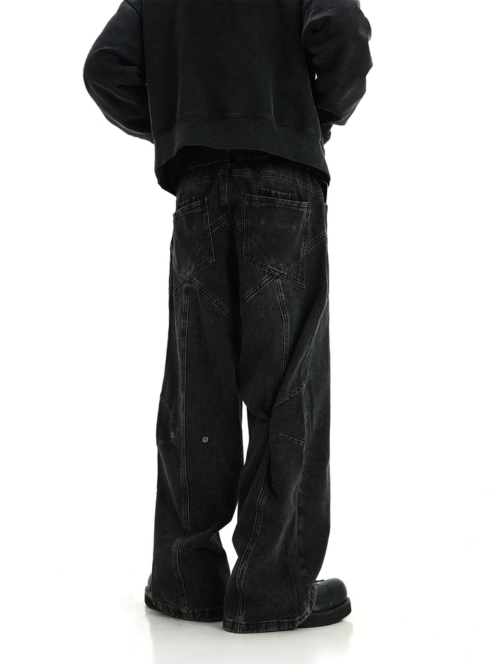 KC No. 542 Straight Washed Cross Design Jeans