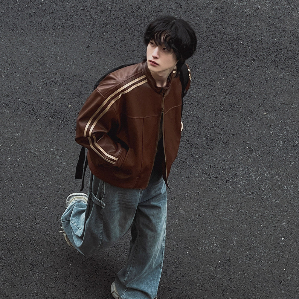 S8 No. 164 Relaxed Faux Leather Racing Jacket