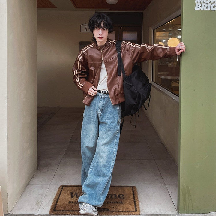 S8 No. 164 Relaxed Faux Leather Racing Jacket