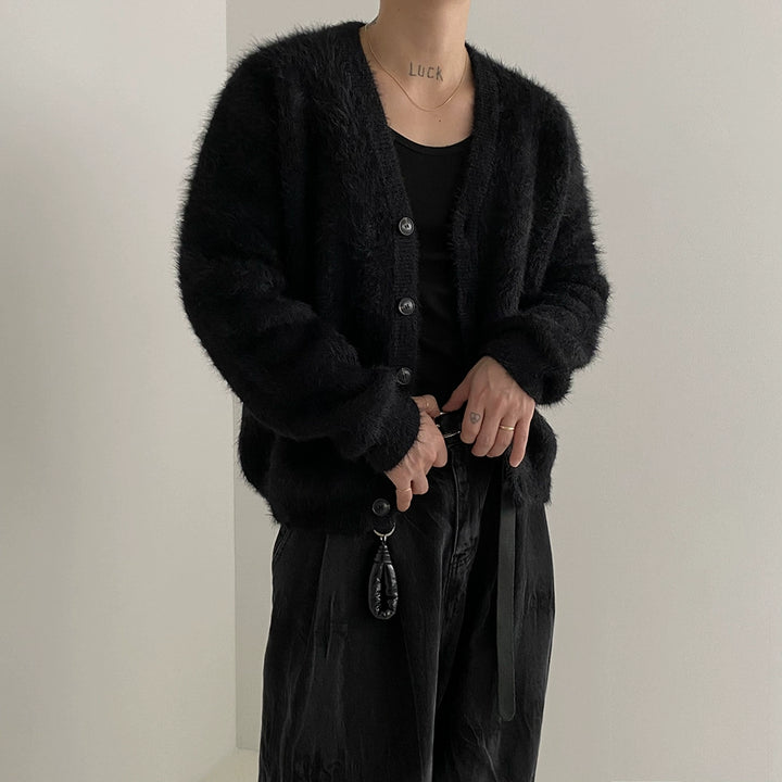 KC No. 413 Mink V-Neck Knit Cardigan