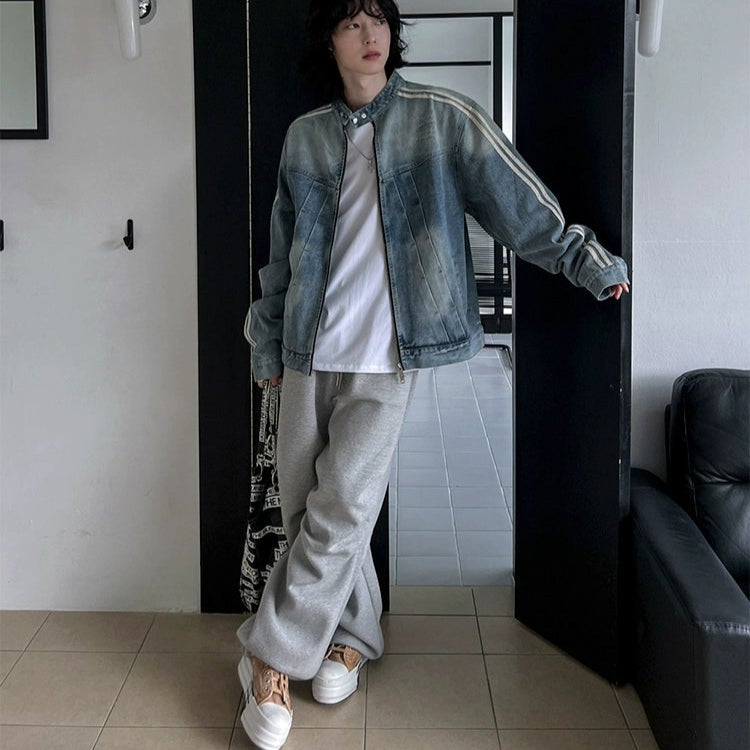 S8 No. 705 Striped Sleeve Denim Jacket
