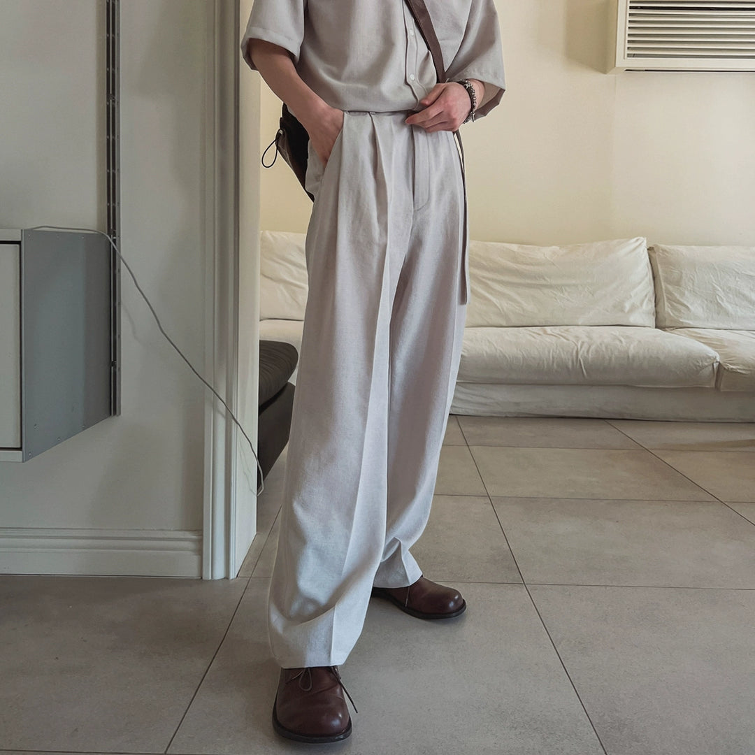 S8 No. 672 Half-Sleeve Button-Up Shirt And Trousers Set