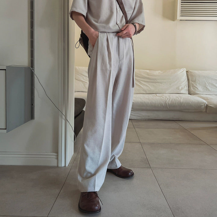 S8 No. 672 Half-Sleeve Button-Up Shirt And Trousers Set