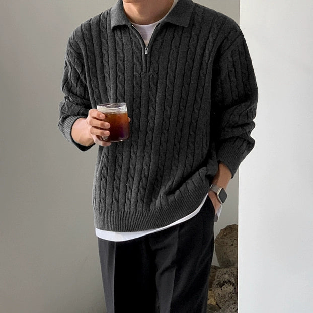 S8 No. 446 Quarter Zip Twist Design Knit Sweater