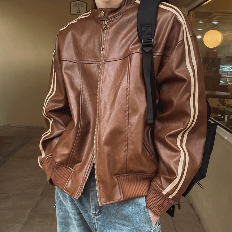 S8 No. 164 Relaxed Faux Leather Racing Jacket