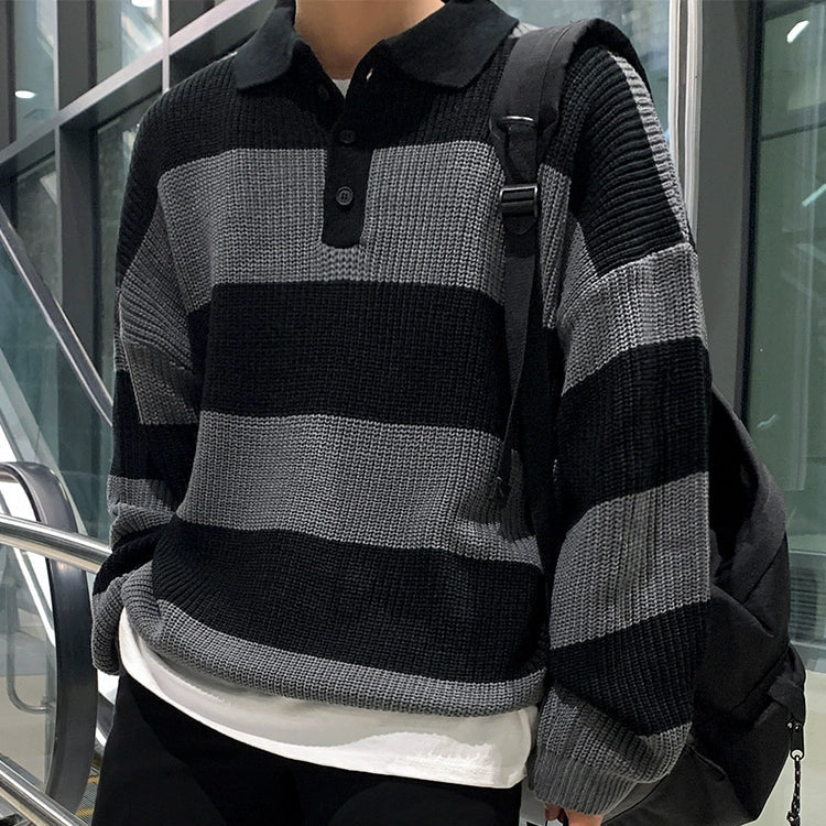 S8 No. 442 Striped Knit Collar Sweater