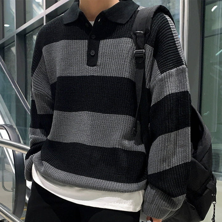 S8 No. 442 Striped Knit Collar Sweater