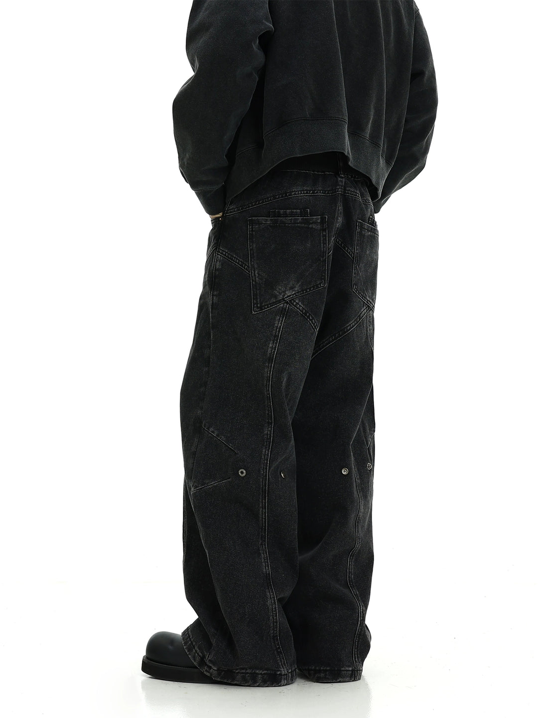 KC No. 542 Straight Washed Cross Design Jeans
