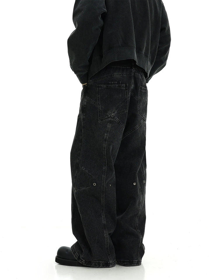 KC No. 542 Straight Washed Cross Design Jeans