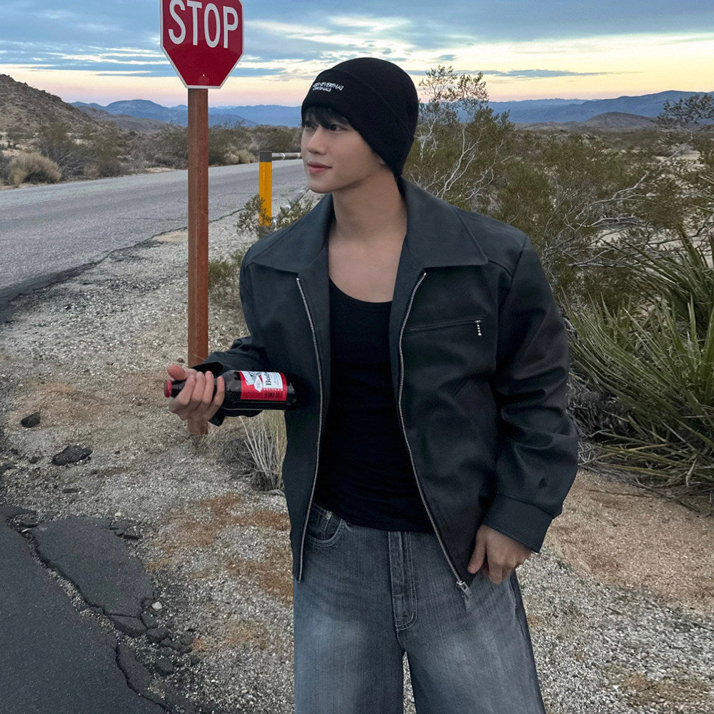 S8 No. 715 Relaxed Fit PU Leather Jacket