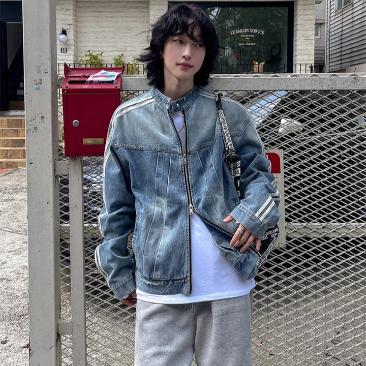 S8 No. 705 Striped Sleeve Denim Jacket