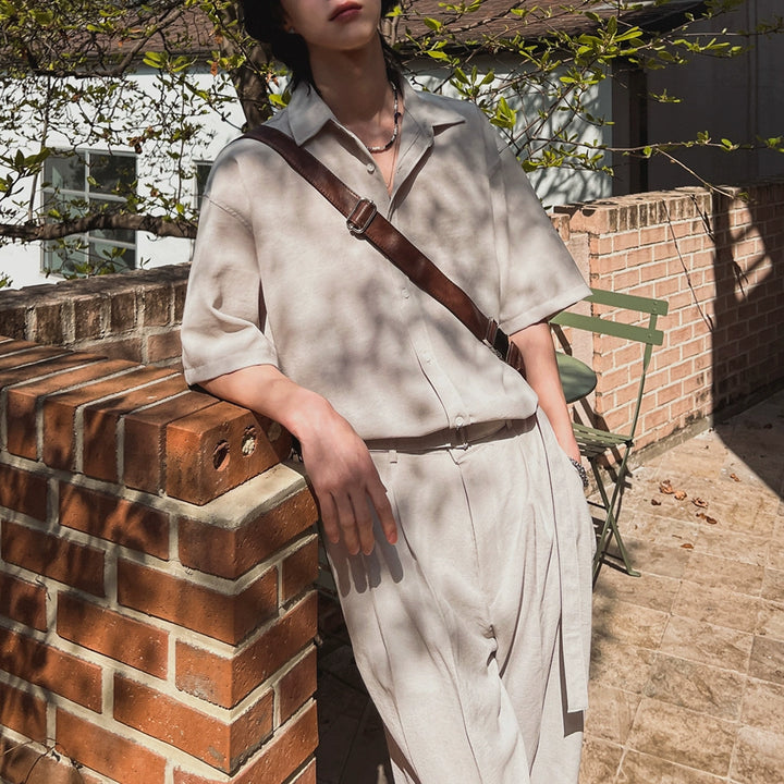 S8 No. 672 Half-Sleeve Button-Up Shirt And Trousers Set