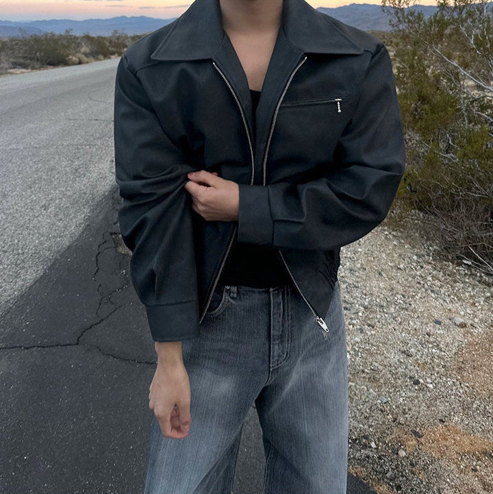 S8 No. 715 Relaxed Fit PU Leather Jacket
