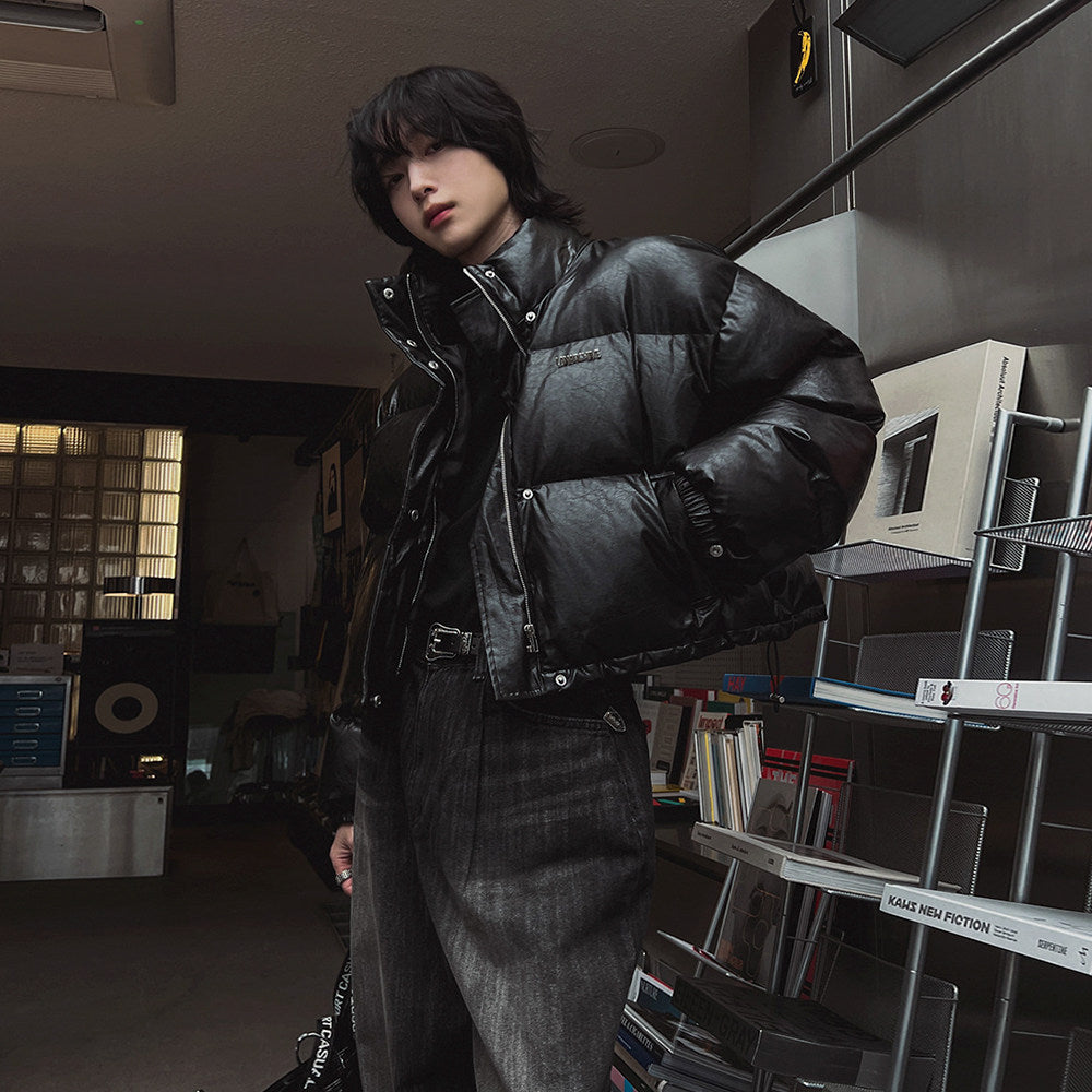 S8 No. 182 PU Leather Padded Puffer Jacket