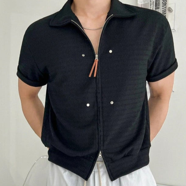 S8 No. 646 Knit Polo Shirt with Zip Front