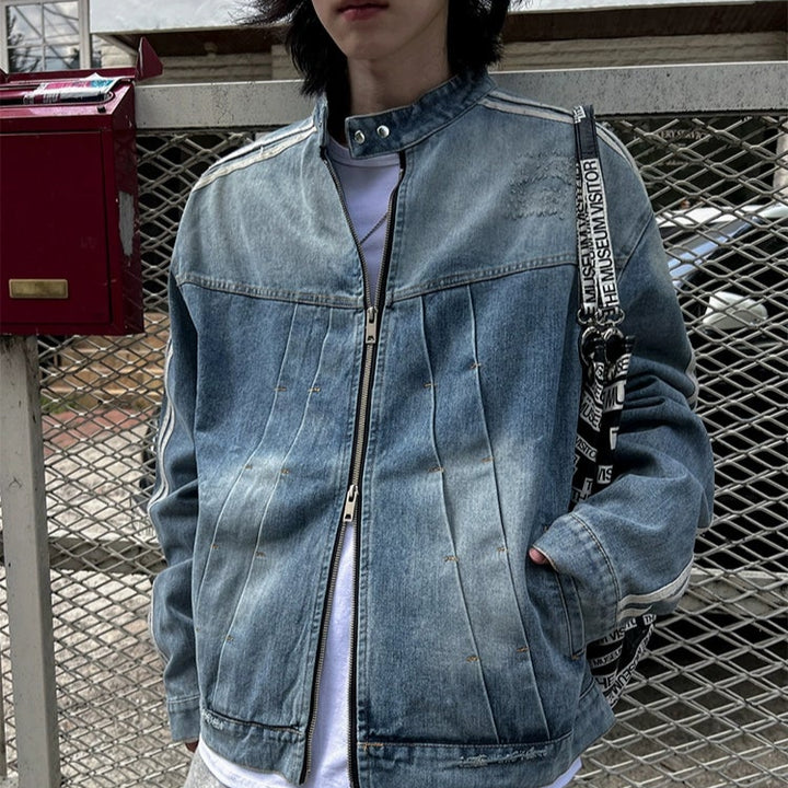 S8 No. 705 Striped Sleeve Denim Jacket