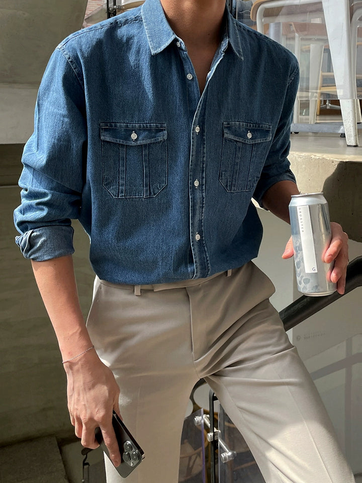 KC NO. 387 DENIM LONG-SLEEVE SHIRT |MT