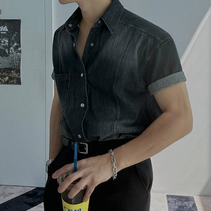 S8 No. 637 Denim Short Sleeved Summer Shirt