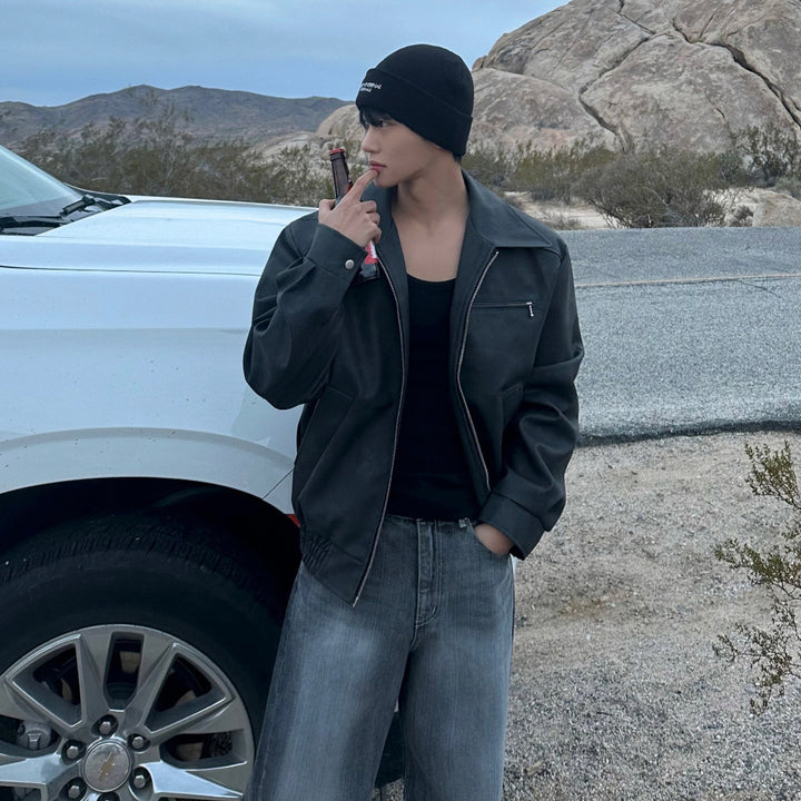 S8 No. 715 Relaxed Fit PU Leather Jacket