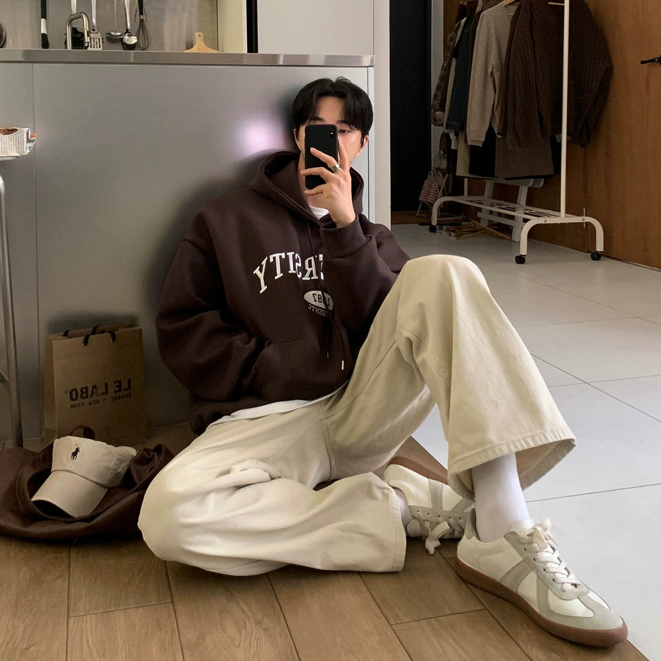 S8 No. 677 Cream Baggy Pants And Brown Hoodie