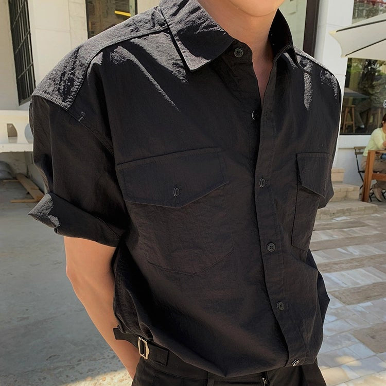 S8 No. 663 Military-Style Roll-Sleeve Shirt