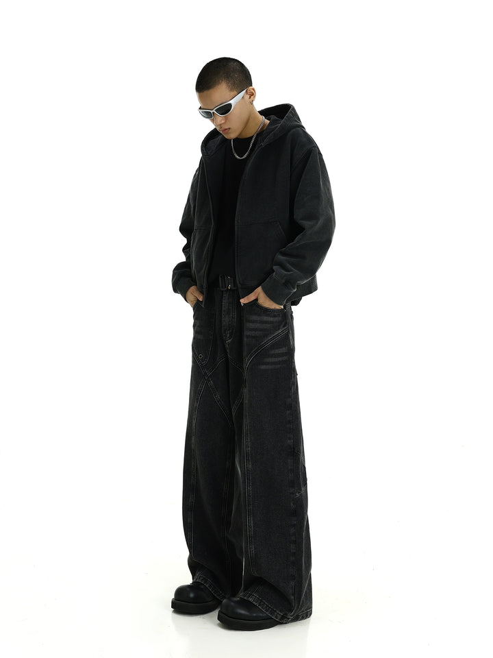 KC No. 542 Straight Washed Cross Design Jeans