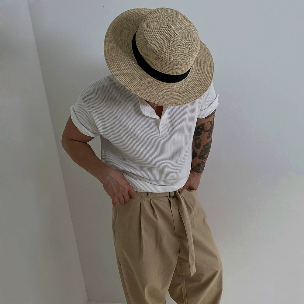 S8 No. 645 Waffle Knit Henley T-Shirt