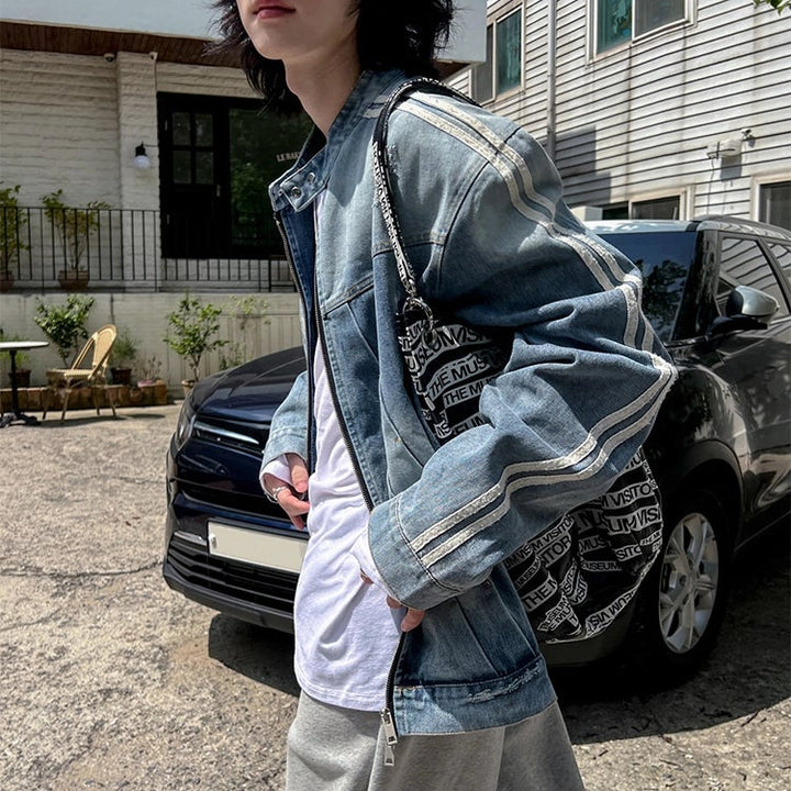 S8 No. 705 Striped Sleeve Denim Jacket