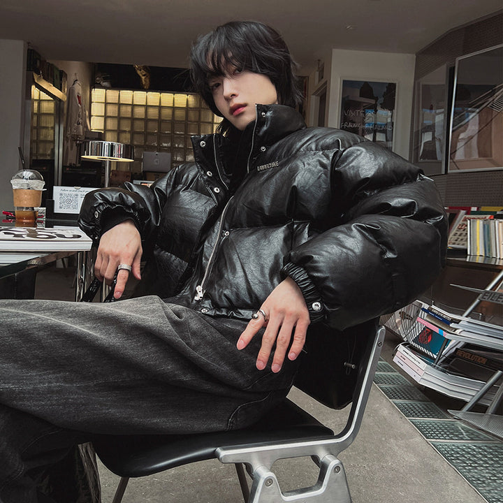 S8 No. 182 PU Leather Padded Puffer Jacket