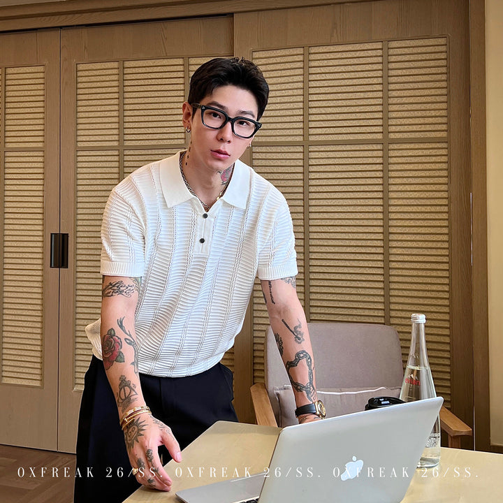 S8 No. 725 Textured Knit Polo Shirt by 88Society Apparel