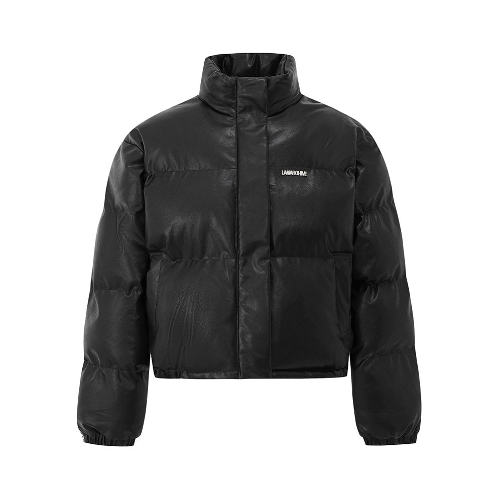 S8 No. 182 PU Leather Padded Puffer Jacket