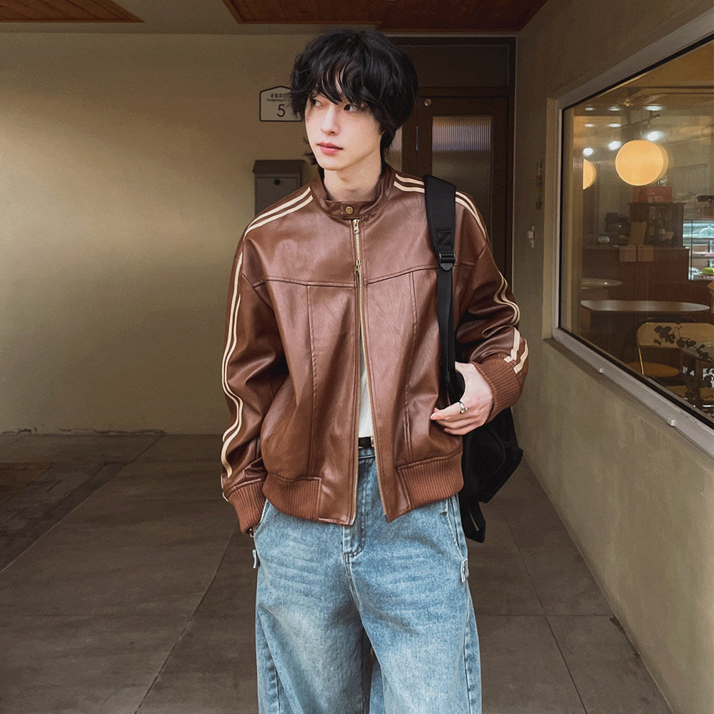 S8 No. 164 Relaxed Faux Leather Racing Jacket