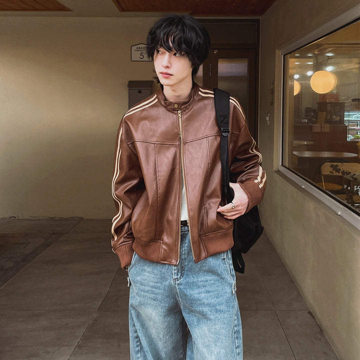 S8 No. 164 Relaxed Faux Leather Racing Jacket