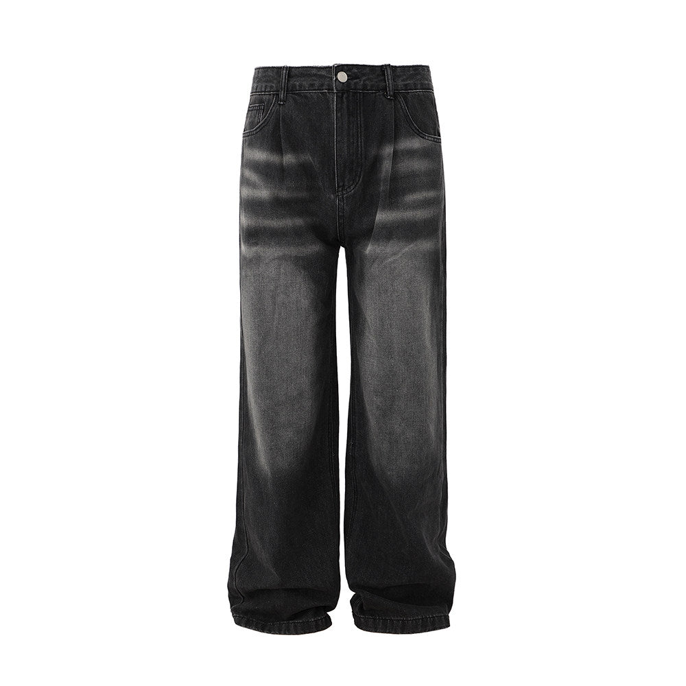 S8 No. 178 Washed Black Mop Style Wide Jeans